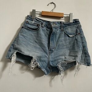 Abercrombie & Fitch Light Blue Distressed Jean Shorts